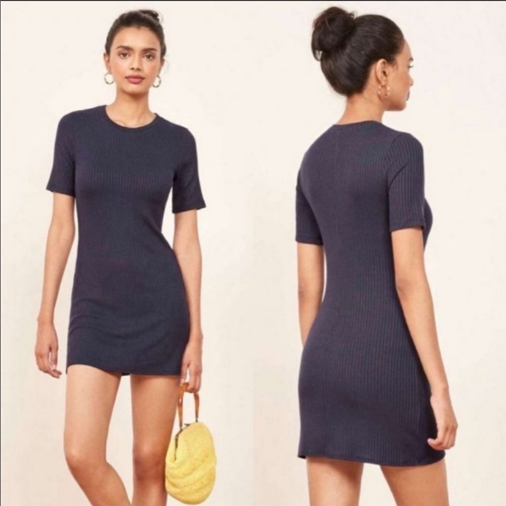 Reformation Gigi ribbed tee shirt dress